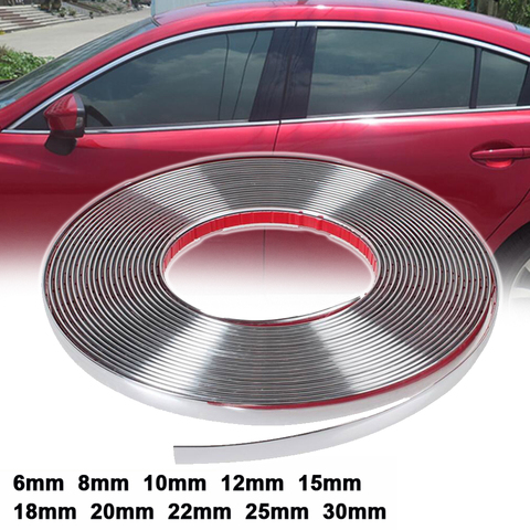 13M extérieur voiture protecteur pare-chocs garde autocollant Chrome style fenêtre porte décoration moulage garniture bande 6MM 8MM 12MM 15MM 30MM ► Photo 1/6