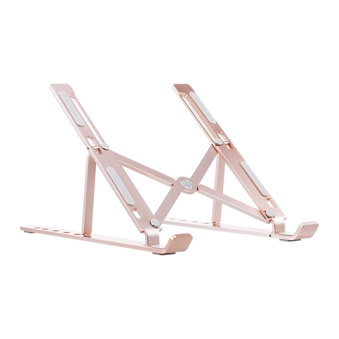 Support pliable et antidérapant pour ordinateur Portable, 6 niveaux réglables, en alliage d'aluminium, support pour ordinateur Portable, or Rose ► Photo 1/6