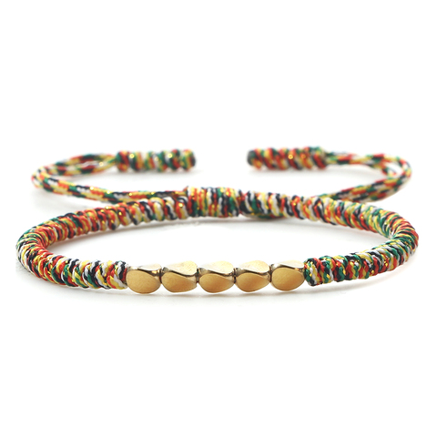 Perles de cuivre bouddhistes tibétaines faites à la main Bracelet breloque noeuds bouddha corde réglable chanceux tressé fil bracelets pour femmes hommes ► Photo 1/6