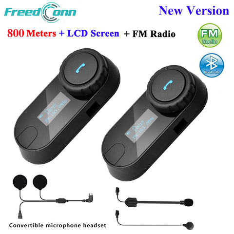 FreedConn TCOM-SC Bluetooth Moto Interphone Casque Casque Intercom LCD Écran avec FM Radio + Soft Écouteur ► Photo 1/6