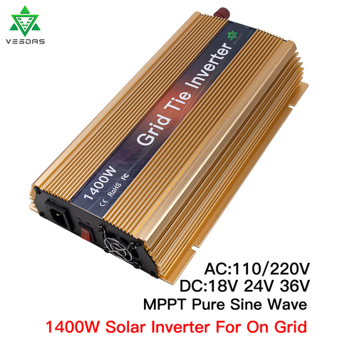 Micro onduleur solaire 1400W MPPT à onde sinusoïdale Pure, 18/24/36V, pour maison, plaque solaire, générateur de vent, expédition depuis l'espagne ► Photo 1/6