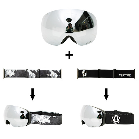 Bracelet Interchangeable cadeau OTG Ski Snowboard lunettes femmes hommes Ski lunettes masque UV400 neige Protection lunettes adulte sphérique ► Photo 1/5