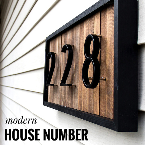 Numéro de maison flottant de 125mm, grandes lettres modernes, Alphabet pour porte extérieure, Plaque d'adresse, 5 chiffres noirs, signes Dash Slash #0-9 ► Photo 1/6