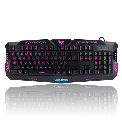 Version russe clavier de jeu Gamer 3 couleurs rétrolumières commutables LED USB filaire jeu clavier pour ordinateur Mac dota 2 lol cs ► Photo 1/6