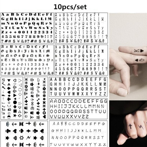 Petits tatouages temporaires autocollants avec mots et lettres de l'alphabet pour hommes et femmes, 10 pièces/ensemble ► Photo 1/4