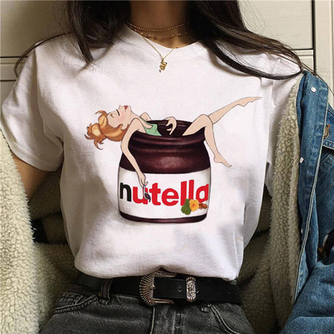 2022 Nutella Impression T-shirt Femmes 90s Harajuku Kawaii Mode T-shirt Graphique Mignon Dessin Animé T-shirt Style Coréen Top T-Shirts Femme ► Photo 1/6