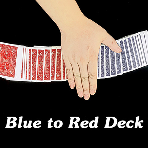 Bleu à rouge Deck tours de magie carte à jouer changement de couleur Poker gros plan rue Illusion Gimmick mentalisme Puzzle jouet carte Magia ► Photo 1/1