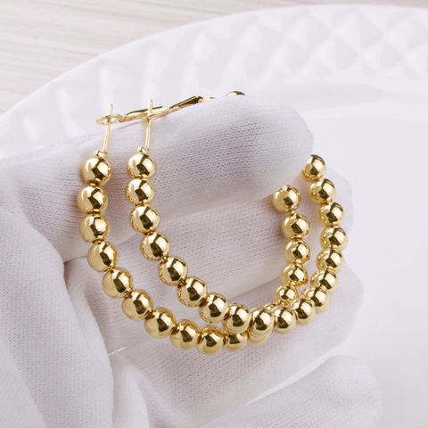Hgflyxu – boucles d'oreilles Vintage pour femmes, bijoux pour femmes, jolies filles, couleur or, perles rondes, tendance, nouveau, E0108, 2022 ► Photo 1/6
