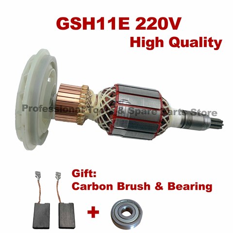 Roulement gratuit et brosse en carbone! AC110V 220V-240V, ancre de Rotor à Armature pour marteau de démolition BOSCH GSH11E GSH 11E GBH11DE GBH 11DE ► Photo 1/6