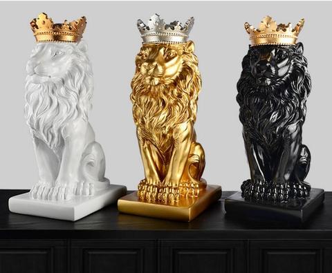Statue de Lion en couronne d'or, décorations artisanales de noël pour la maison, Sculpture, accessoires de décoration pour la maison ► Photo 1/6