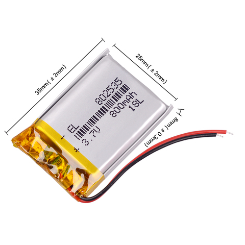 3.7V 802535 800mAh Li-ion polymère Lithium batterie Bluetooth casque colonne DVR portable haut-parleur vélo lampe de poche à distance ► Photo 1/6