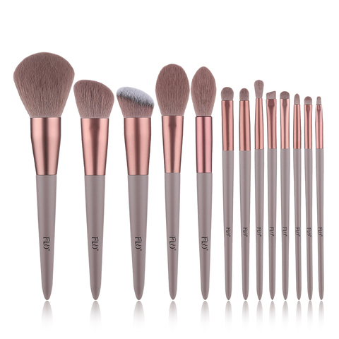 FLD 8/13 pièces Cheveux Naturels Maquillage Brosses Ensemble Professionnel Fondation Blush Fard À Paupières Sourcil Pinceau Estompeur Outils Maquillaje ► Photo 1/6