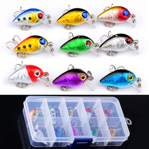 Lot de Mini leurres artificiels durs coulants pour la pêche, pack de leurres pour attraper des poissons tels que les carpes, les ménés et les ménés, avec Wobblers, 2.6cm, 1.6g, 10 pièces ► Photo 1/5