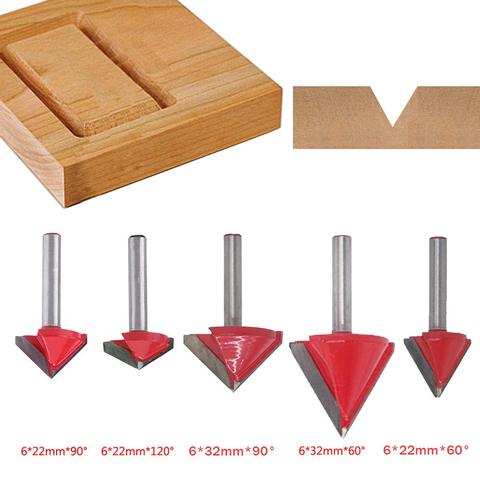 5 pièces (60 ° + 90 ° + 120 °) largeur de Shank-6mm-22/32mm,CNC gravure 3D V rainure routeur, outils de coupe à bois ► Photo 1/6