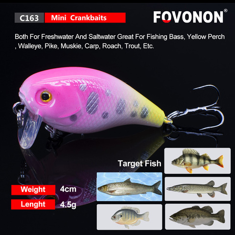 FOVONON flotteur manivelle Wobbler pêche profonde leurre C manivelle Jerkbait appât perche Pesca Mini Wobblers leurres de pêche ► Photo 1/6