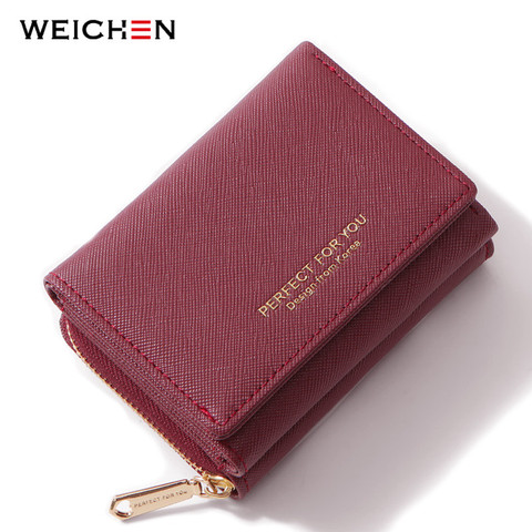 WEICHEN-portefeuille tripliable en cuir souple pour femmes, pochette de monnaie avec fermeture éclair, pochette Slim pour dames ► Photo 1/6