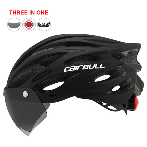 Le plus récent casque de VTT de vélo de route avec lentille TT et visière hommes femmes casque de cyclisme avec lumière arrière sport vtt casque de vélo ► Photo 1/6