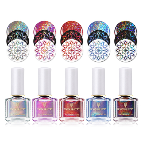 BORN PRETTY 6ml estampage vernis coloré timbre vernis Nail Art estampage plaque impression vernis vernis pas de tache couche de finition huile ► Photo 1/6