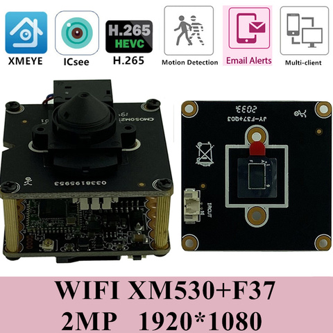 Carte Module de caméra WIFI IP sans fil avec Mini objectif de 3.7mm, IRC XM530 + F37 1920*1080 25fps, Support Audio, carte SD 32G, P2P Cloud RTSP ► Photo 1/6