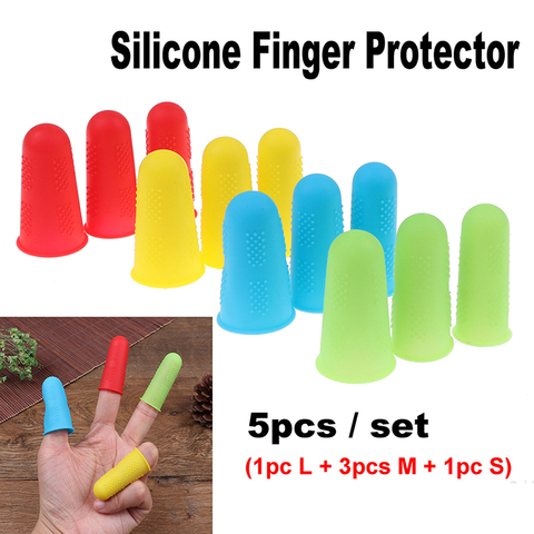 5 pièces Silicone protège-doigts manchon couverture anti-dérapant résistant à la chaleur anti-dérapant doigts couverture pour la cuisine outils de cuisine ► Photo 1/6