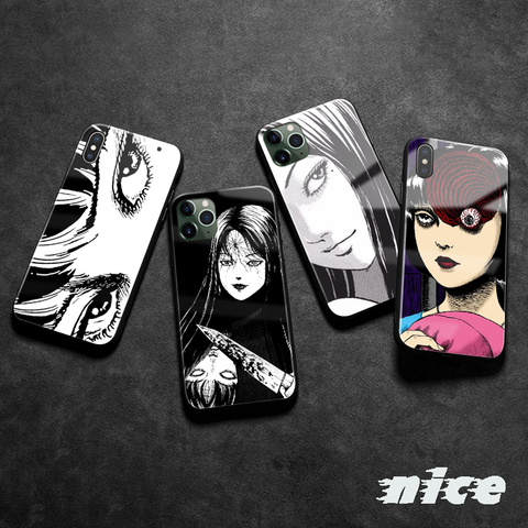 Junji Ito – coque de téléphone en verre trempé, en silicone souple, dessin animé d'horreur, pour iPhone SE 6s 7 8 Plus X XR XS 11 12 mini Pro max ► Photo 1/6