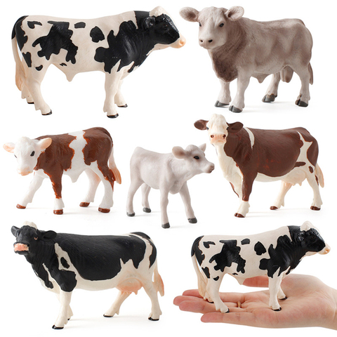 Zoo ferme jouets amusants modèle pour enfants enfants bébé vache Figurine d'action simulé Animal Figurine modèles en plastique jouets éducatifs cadeaux ► Photo 1/6