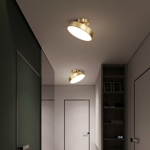 Plafonnier Led rond en cuivre doré, luminaire décoratif d'intérieur, idéal pour une chambre à coucher, un salon, une salle à manger, un couloir ou un balcon ► Photo 1/6