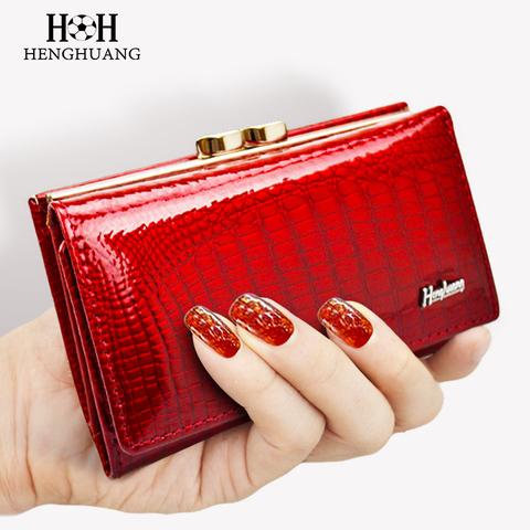 HH portefeuille en cuir véritable pour femmes, petite pochette courte, porte-monnaie de luxe ► Photo 1/6