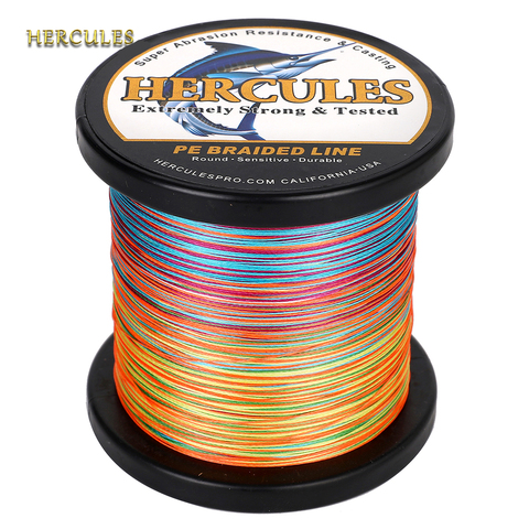 Hercules tressé ligne de pêche 9 brins 300m tresse fil Super PE forte résistance ligne de poisson 10LB-320 LB 15 couleur Multifilament ► Photo 1/6
