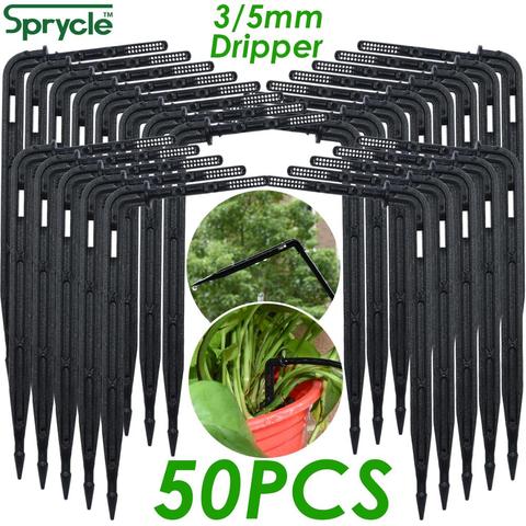 SPRYCLE – goutteur de flèche à coude 50X 1/8 pouces, Micro Kit d'irrigation goutte à goutte, émetteur pour tuyau 3/5mm, économie d'arrosage de jardin et de serre ► Photo 1/6