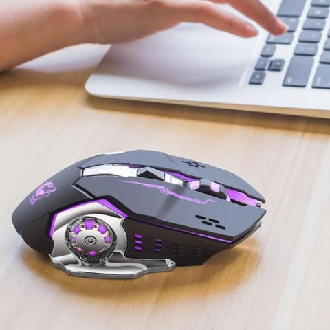 Souris sans fil ergonomique de jeu muet rétroéclairé par LED Rechargeable avec le récepteur d'usb ► Photo 1/6