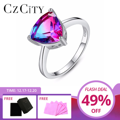 CZCITY – bague de mariage en argent Sterling 925 pour femme, anneau d'anniversaire, topaze mystique, feu arc-en-ciel, 2022 ► Photo 1/6