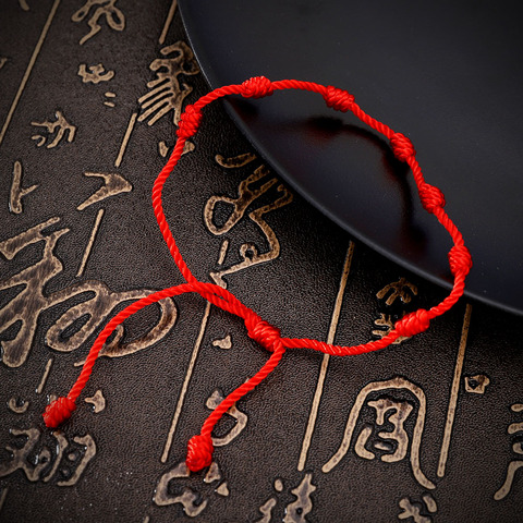 Bracelet à la main chanceux rouge chaîne amulette 7 noeuds Protection corde homme femmes cadeau en gros ► Photo 1/6