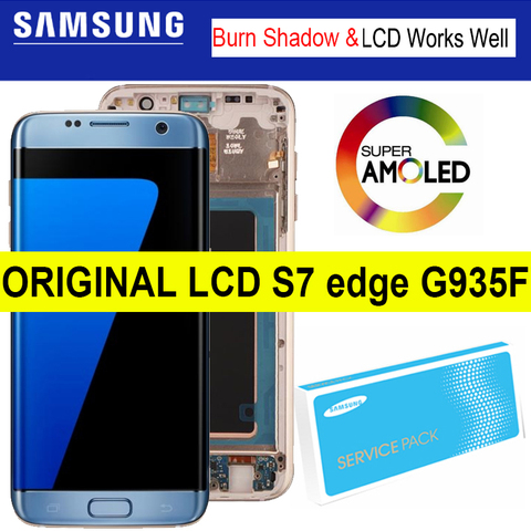 Ensemble écran tactile LCD avec brûlure et ombre, 5,5 pouces, avec châssis pour Samsung Galaxy S7 Edge G935 G935F, original ► Photo 1/6