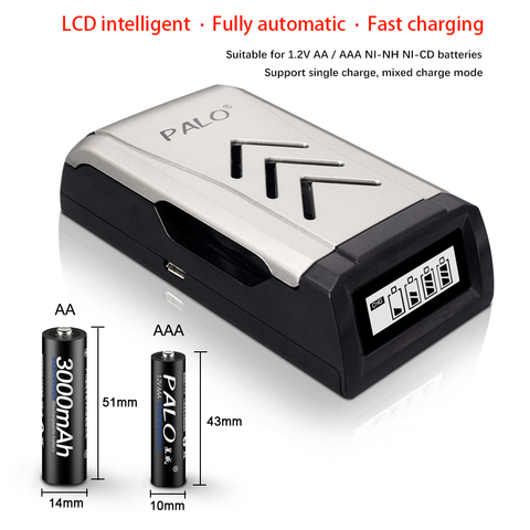 Chargeur de batterie Rechargeable LCD qualité chaude 4 fentes chargeur de batterie Intelligent Intelligent pour AA / AAA NiCd NiMh batterie Rechargeable ► Photo 1/6