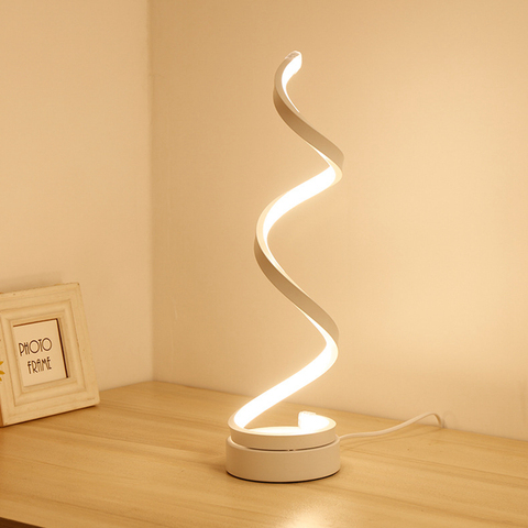 Lampe de Table en spirale de LED moderne lampe de chevet de bureau incurvée lumière blanche chaude blanc froid pour salon chambre éclairage de lecture ► Photo 1/6