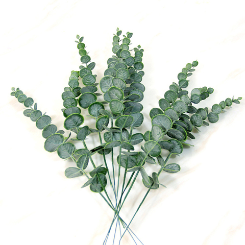 Simulation de feuille d'eucalyptus branche de plantes vertes, fausse fleur artificielle pour mariage, accessoire de tournage, guirlande de décoration de maison DIY ► Photo 1/6