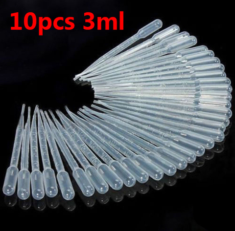 10 pièces 3ML Pipettes transparentes jetables en plastique oeil compte-gouttes transfert gradué Pipettes pour résine Silicone moule ► Photo 1/3