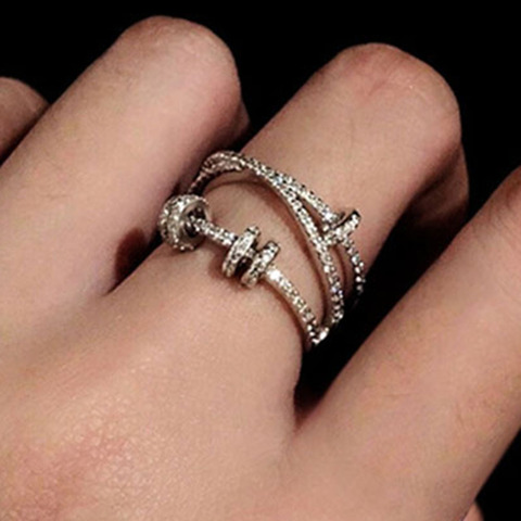 Modyle anneaux de mariage pour femmes bijoux de luxe mariée fiançailles cubique zircon anneau couleur argent accessoires livraison directe ► Photo 1/6