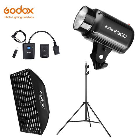 Godox – Flash stroboscopique E300 300Ws pour Studio de photographie, Kit de Flash à gâchette AT-16, 50x70cm, ceinture en nid d'abeille, support de lumière de 180cm ► Photo 1/6