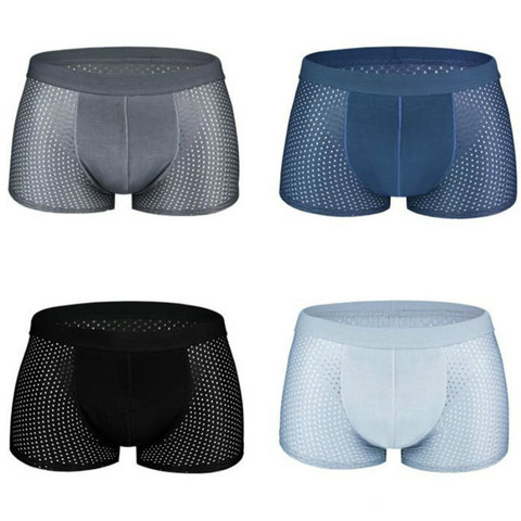 2 pièces hommes soie respirant mode Sexy sous-vêtements cadeau hommes maille creux été jeunesse Dissipation thermique taille taille Boxer ► Photo 1/6