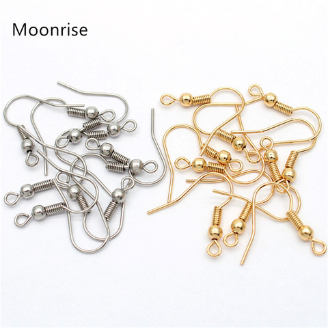 50pcs 316 acier inoxydable hypoallergénique boucle d'oreille crochets poisson Earwire avec bobine et boule pour la fabrication de bijoux 20x20mm ► Photo 1/6