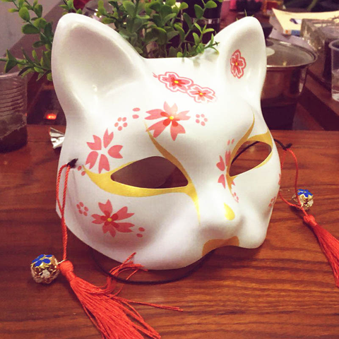 Masque japonais de Cosplay en renard, livre d'amis, demi-masque facial, Cosplay, masque d'animal, Halloween, Costumes de fête ► Photo 1/6