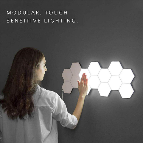 Lampe modulaire Quantum LED tactile hexagonale, éclairage modulaire, éclairage nocturne, éclairage décoratif magnétique, bricolage créatif ► Photo 1/6