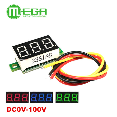 Voltmètre numérique à trois lignes de précision, 0.36 pouces, rouge, bleue, verte, tête LED, DC0V-100V ► Photo 1/1