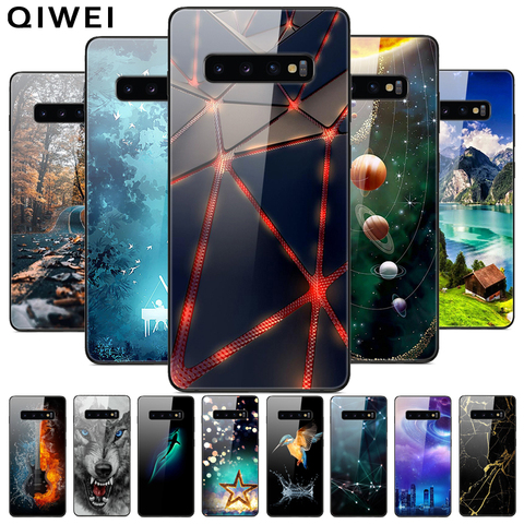 Pour Samsung S10 Plus étui en verre trempé coque arrière de téléphone dur pour Samsung Galaxy S10E S 10 5G S10plus étuis pour pare-chocs capa ► Photo 1/6