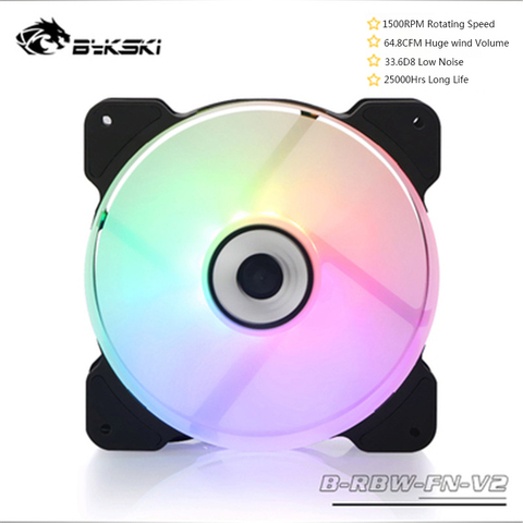 Bykski-ventilateur de refroidissement B-RBW-FN-V2, Volume éolien, 12CM, pour PC, refroidissement, 5V, 3 broches, ARGB/12V, 4 broches, contrôleur synchrone RGB ► Photo 1/5