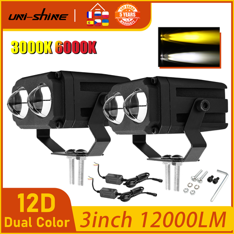 UNI-SHINE 100W 3 ''barre de lumière LED bicolore 12D Combo blanc ambre barre de LED lumière de travail Offroad 4x4 ATV voiture lumière 12V 24V antibrouillard ► Photo 1/6