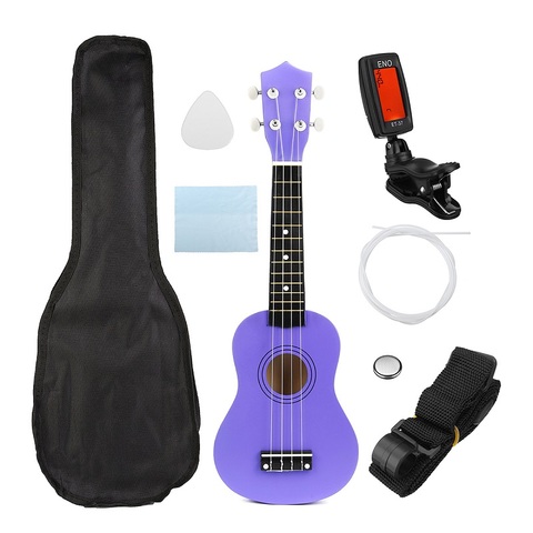 21 pouces 12 frette Soprano ukulélé Hawaii basse débutant Instrument de musique à cordes Ukelele avec Gig bag + accordeur + cordes + médiator + sangle ► Photo 1/6