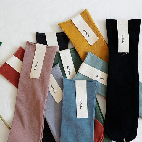 Chaussettes en coton pour femmes, couleur unie, tendance, personnalité, chaussettes à élasticité, confortables, respirantes, déodorantes, nouvelle collection ► Photo 1/6